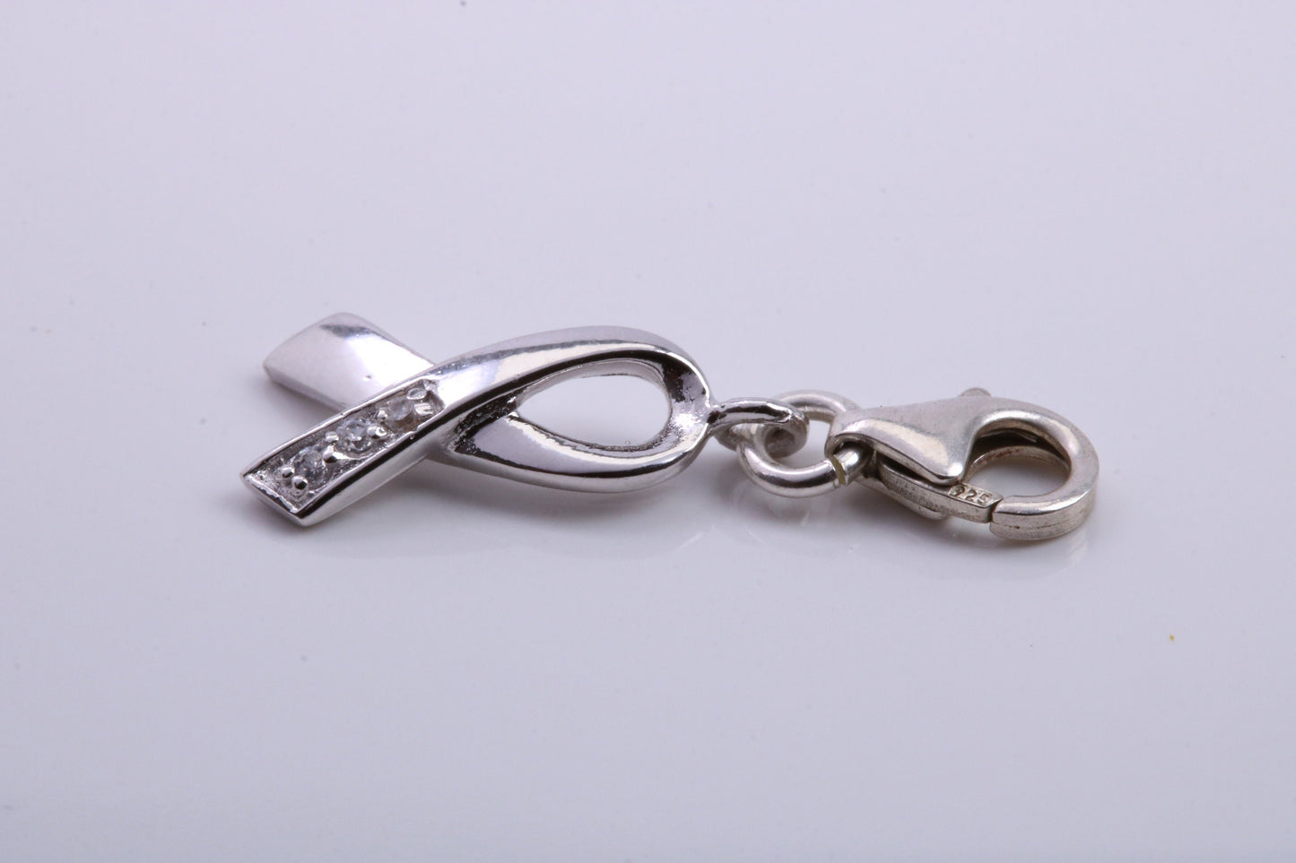 Ribbon Charm, Traditional Charm, Made from Solid 925 Grade Sterling Silver, Complete with Attachment Link