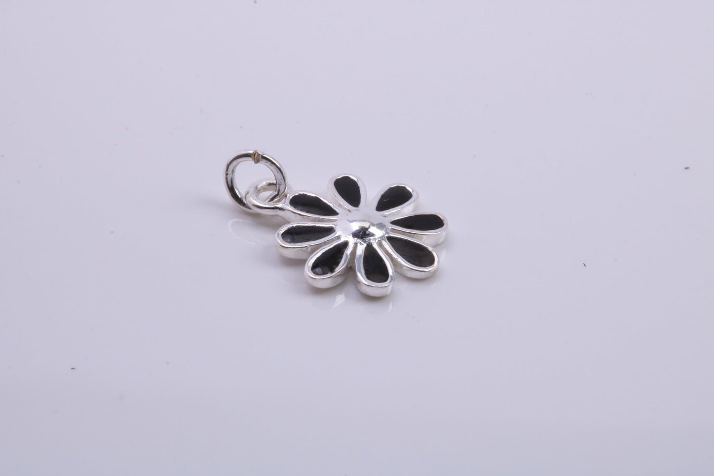 Daisy Flower Charm, Traditional Charm, Made from Solid 925 Grade Sterling Silver, Complete with Attachment Link