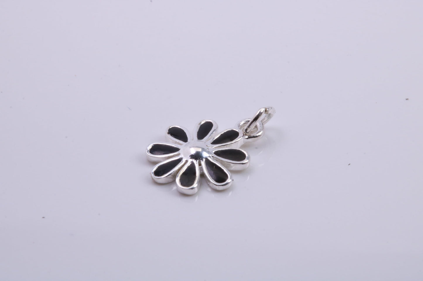 Daisy Flower Charm, Traditional Charm, Made from Solid 925 Grade Sterling Silver, Complete with Attachment Link