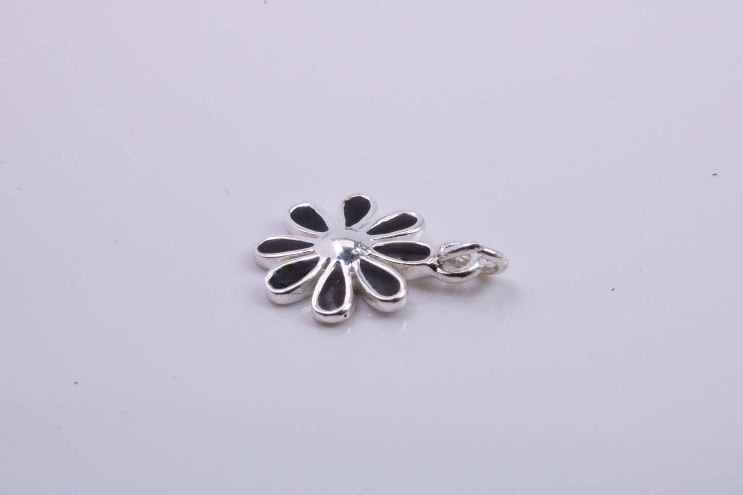 Daisy Flower Charm, Traditional Charm, Made from Solid 925 Grade Sterling Silver, Complete with Attachment Link
