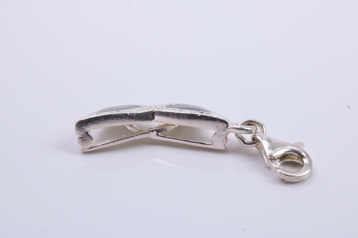 Spectacles Charm, Traditional Charm, Made from Solid 925 Grade Sterling Silver, Complete with Attachment Link