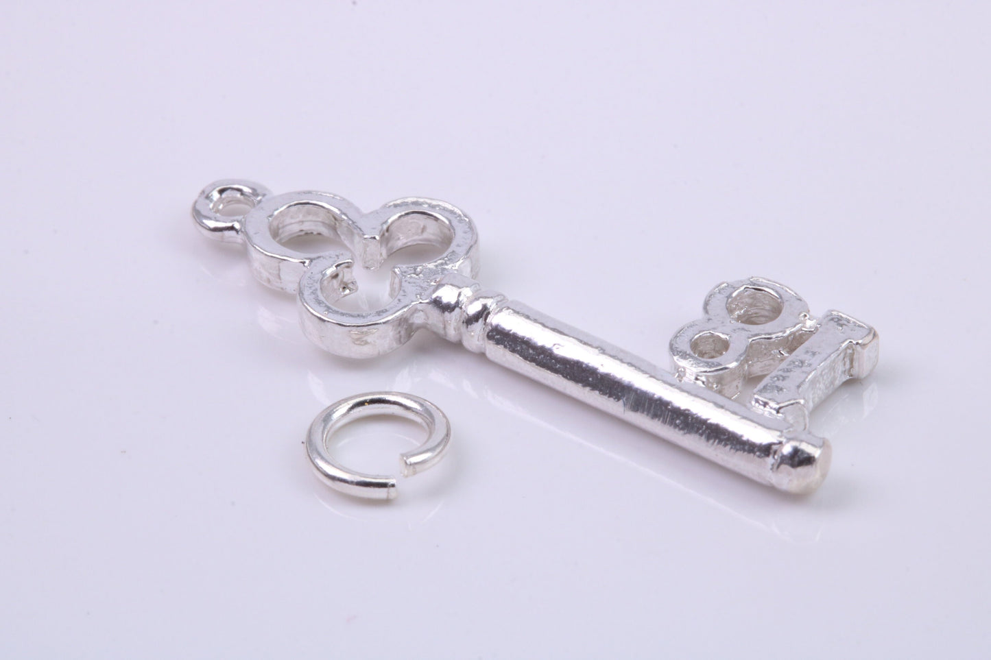 18th Birthday Key Charm, Traditional Charm, Made from Solid 925 Grade Sterling Silver, Complete with Attachment Link