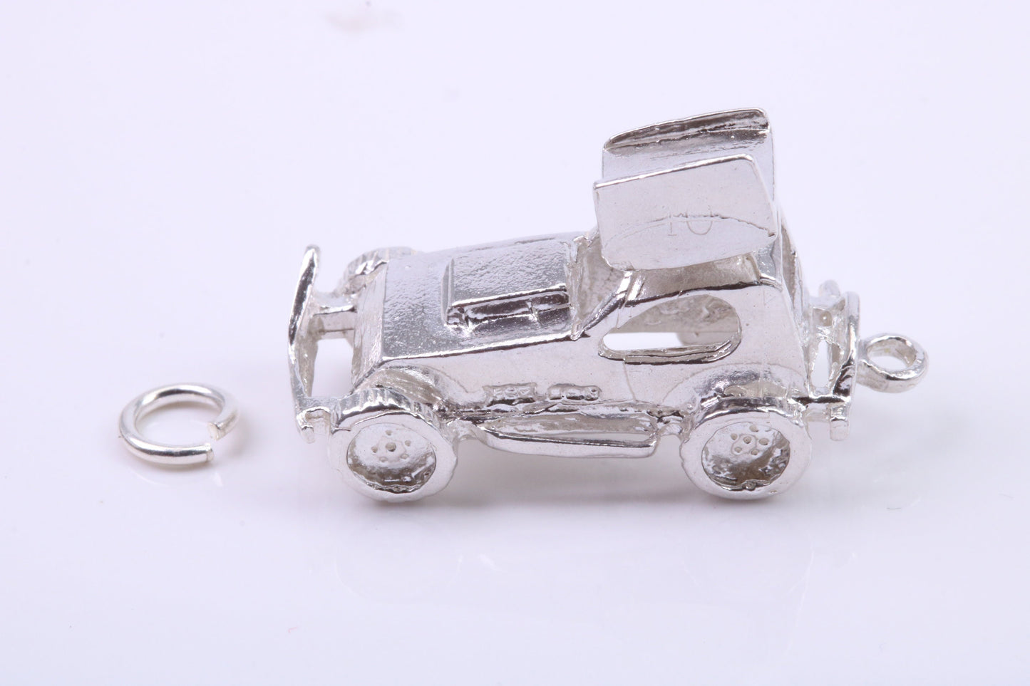 Stock Car Charm, Traditional Charm, Made from Solid 925 Grade Sterling Silver, Complete with Attachment Link