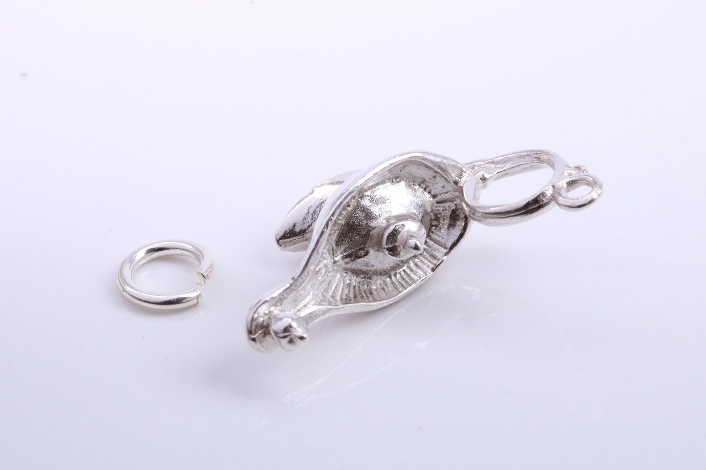Magic Genie Lamp Charm, Traditional Charm, Made from Solid 925 Grade Sterling Silver, Complete with Attachment Link