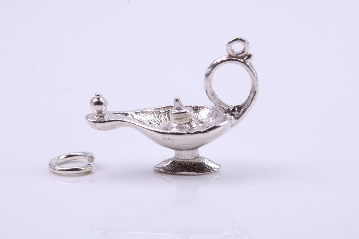 Magic Genie Lamp Charm, Traditional Charm, Made from Solid 925 Grade Sterling Silver, Complete with Attachment Link