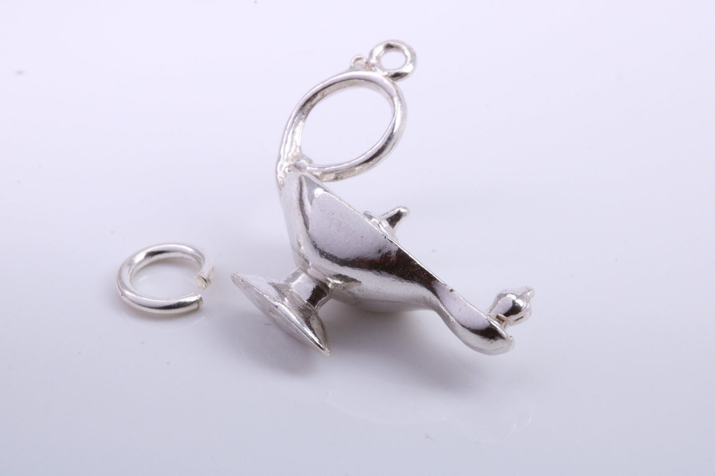 Magic Genie Lamp Charm, Traditional Charm, Made from Solid 925 Grade Sterling Silver, Complete with Attachment Link