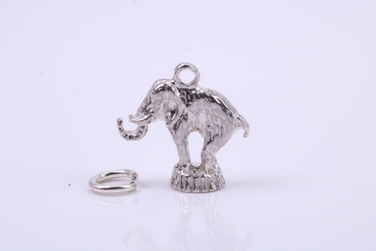 Circus Elephant Charm, Traditional Charm, Made from Solid 925 Grade Sterling Silver, Complete with Attachment Link