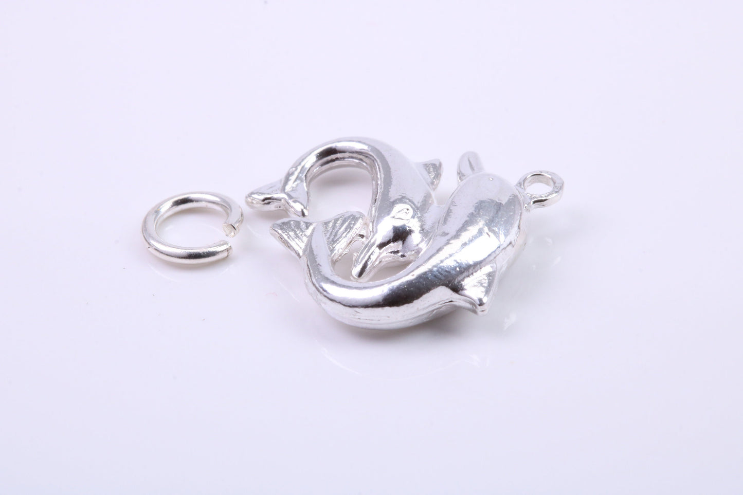 Performing Dolphins Charm, Traditional Charm, Made from Solid 925 Grade Sterling Silver, Complete with Attachment Link