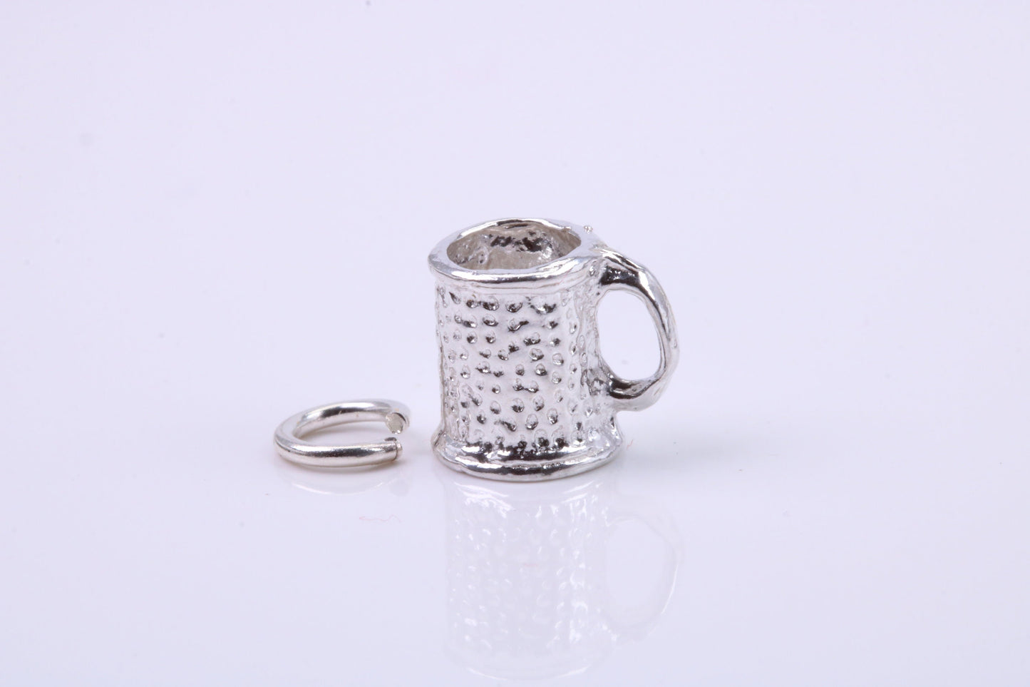 Beer Tankard Charm, Traditional Charm, Made from Solid 925 Grade Sterling Silver, Complete with Attachment Link