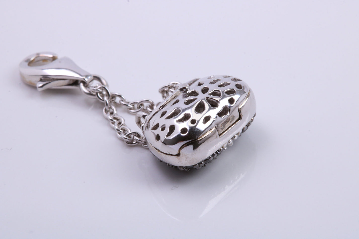 Opening Hand Bag Charm, Traditional Charm, Made from Solid 925 Grade Sterling Silver, Complete with Attachment Link