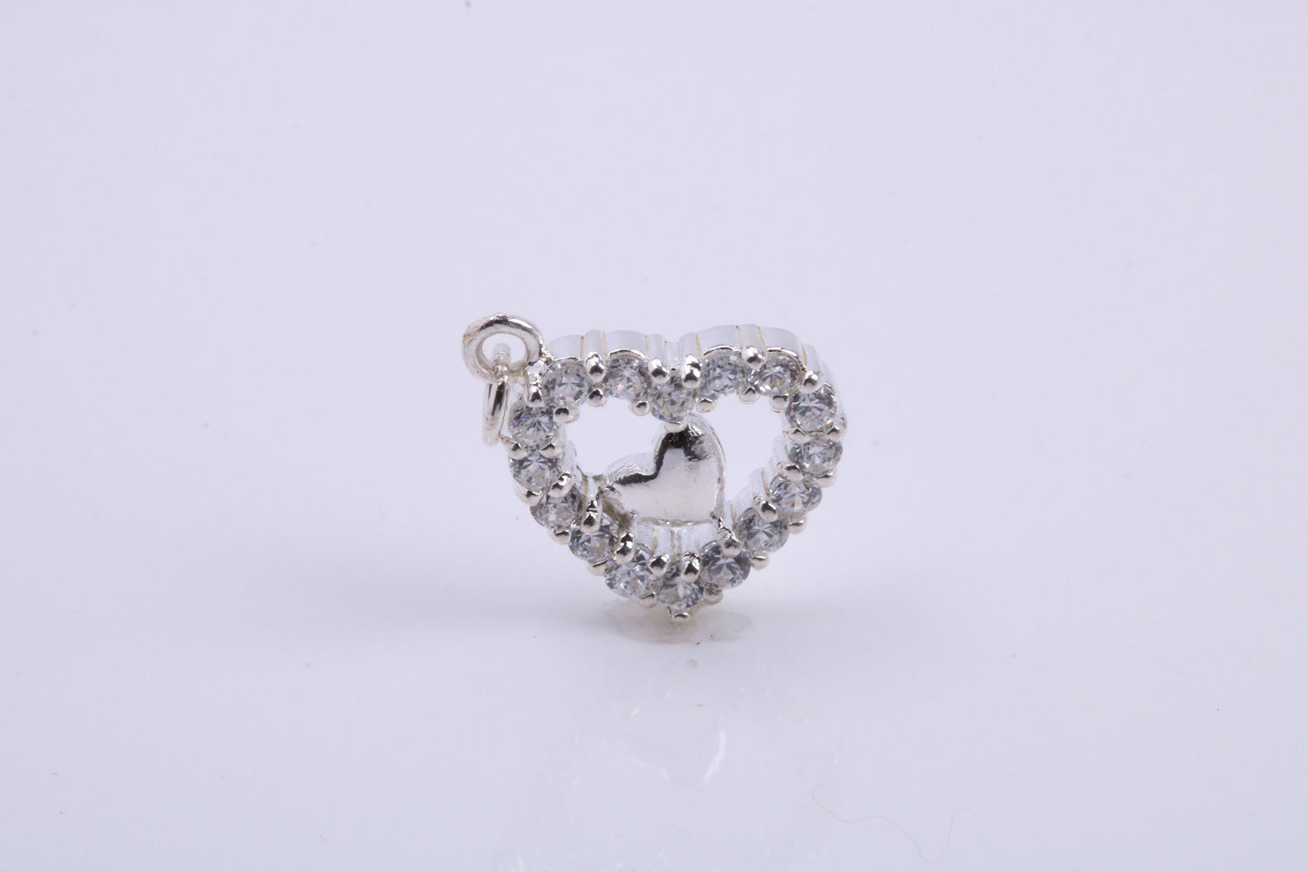 Love Heart Charm, Traditional Charm, Made from Solid 925 Grade Sterling Silver, Complete with Attachment Link