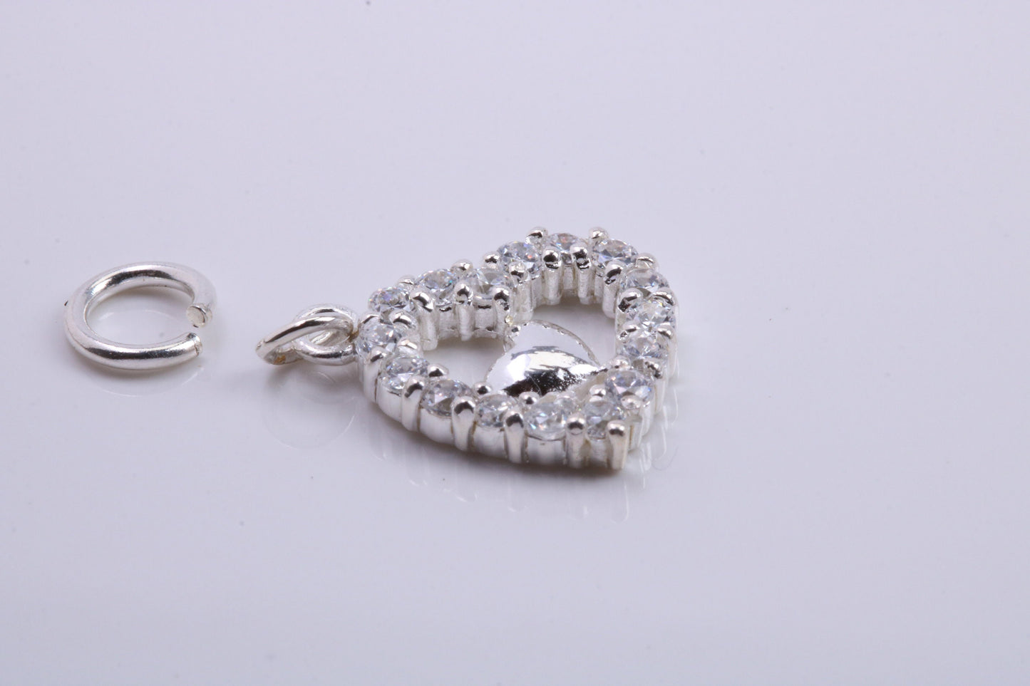Love Heart Charm, Traditional Charm, Made from Solid 925 Grade Sterling Silver, Complete with Attachment Link