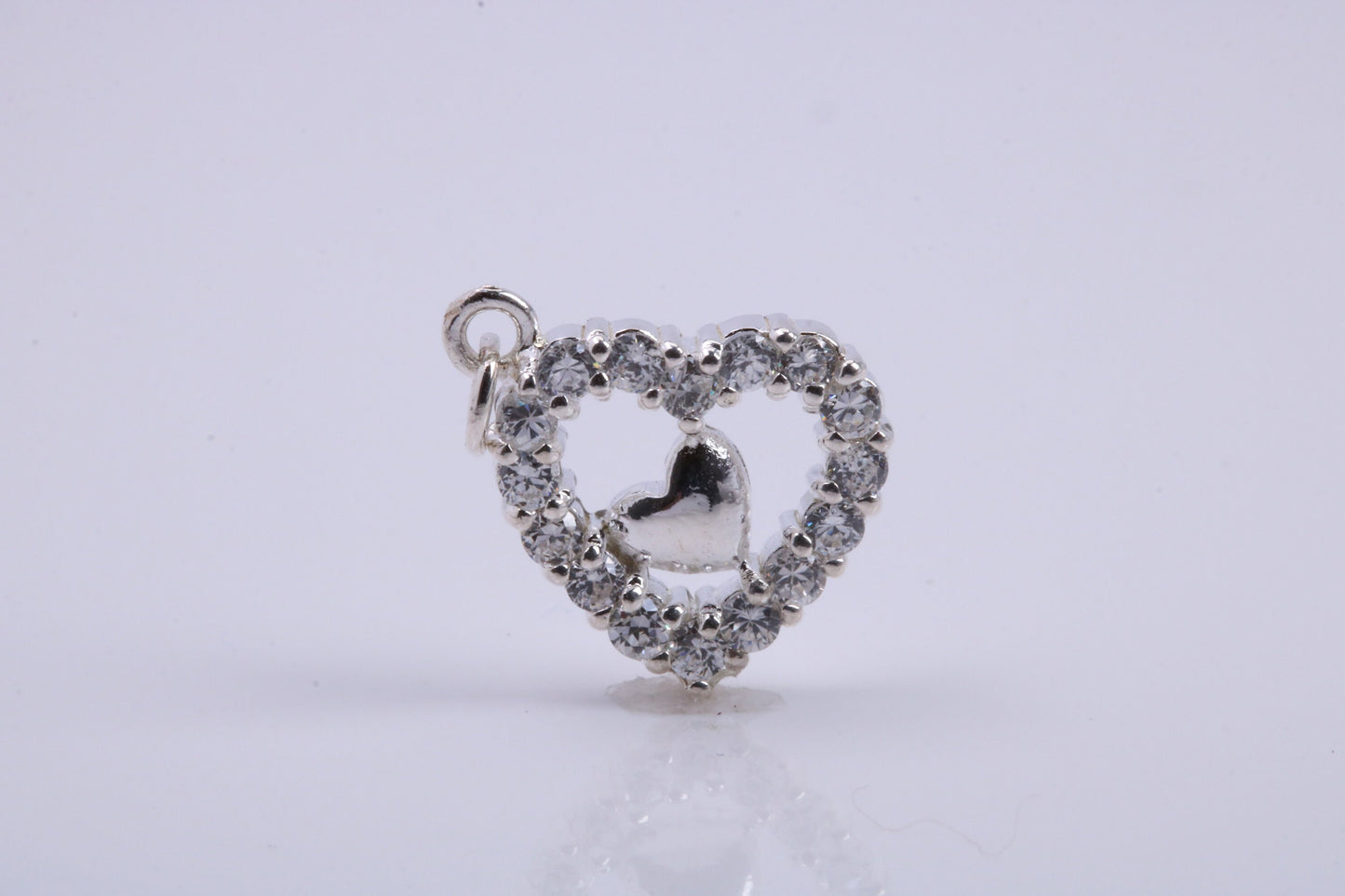 Love Heart Charm, Traditional Charm, Made from Solid 925 Grade Sterling Silver, Complete with Attachment Link