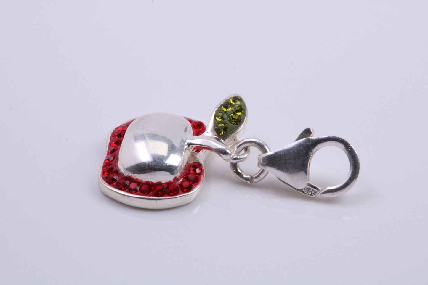 Apple Charm, Traditional Charm, Made from Solid 925 Grade Sterling Silver, Complete with Attachment Link