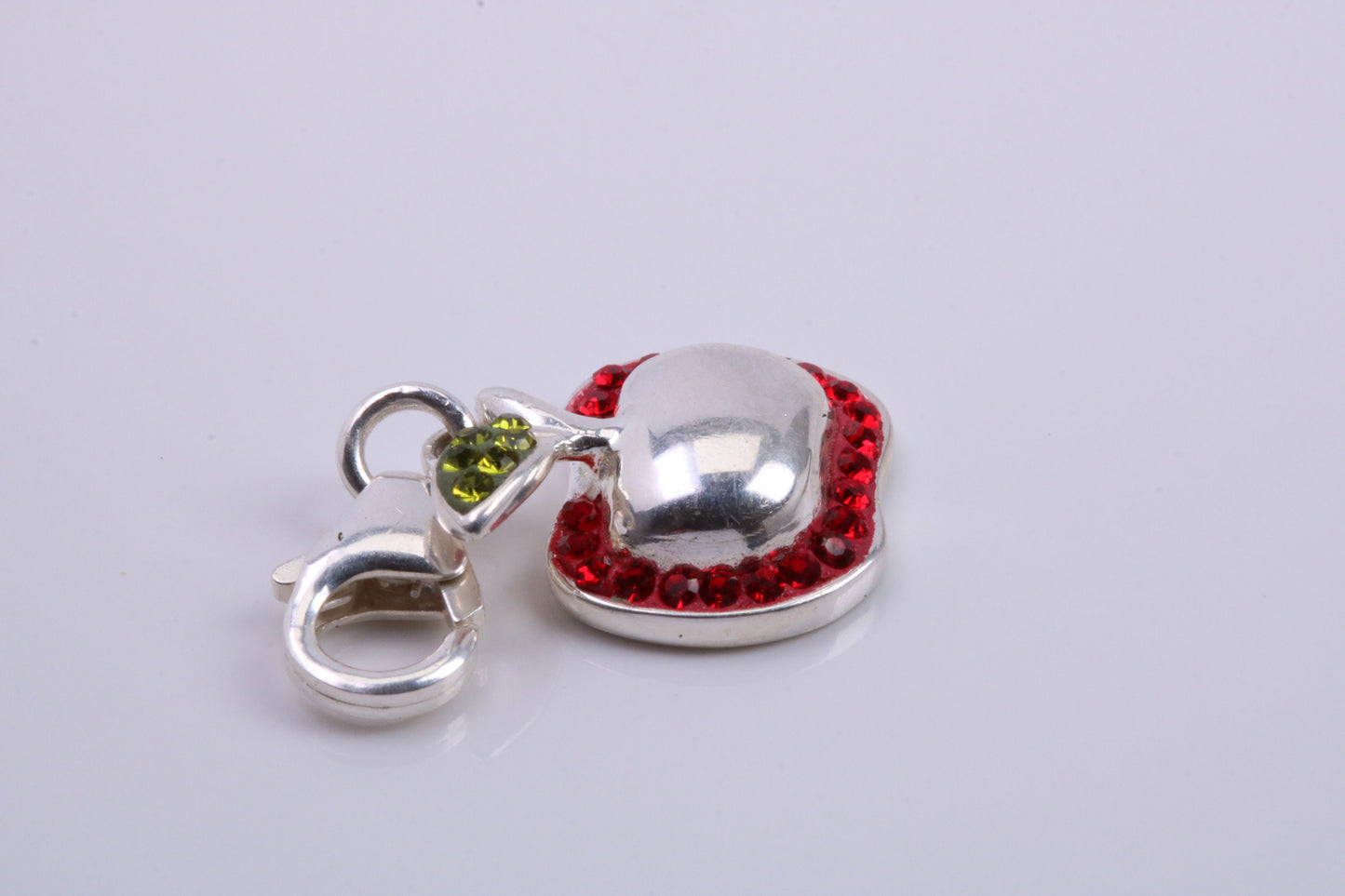 Apple Charm, Traditional Charm, Made from Solid 925 Grade Sterling Silver, Complete with Attachment Link