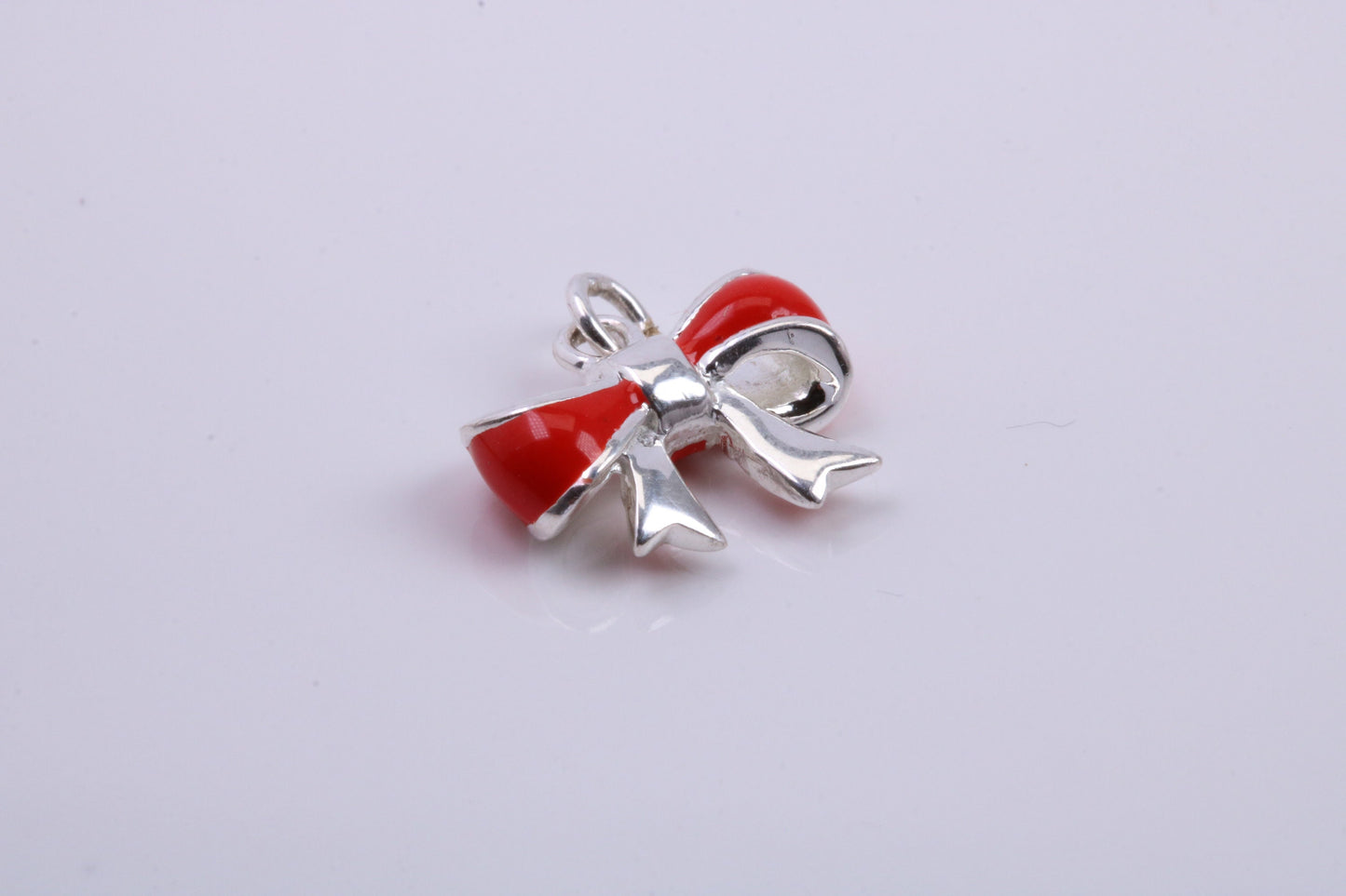 Red Ribbon Charm, Traditional Charm, Made from Solid 925 Grade Sterling Silver, Complete with Attachment Link