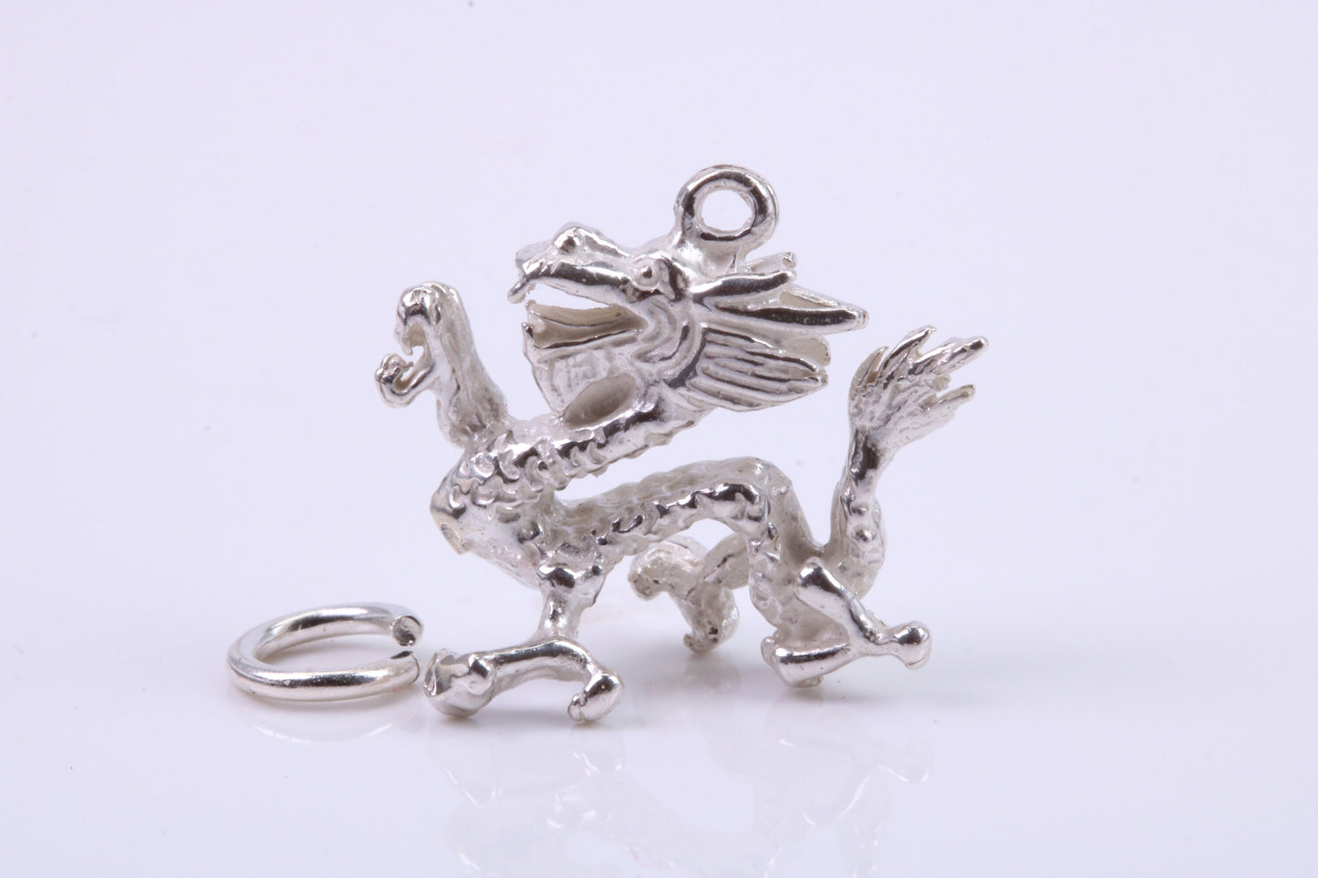 Oriental Dragon Charm, Traditional Charm, Made from Solid 925 Grade Sterling Silver, Complete with Attachment Link
