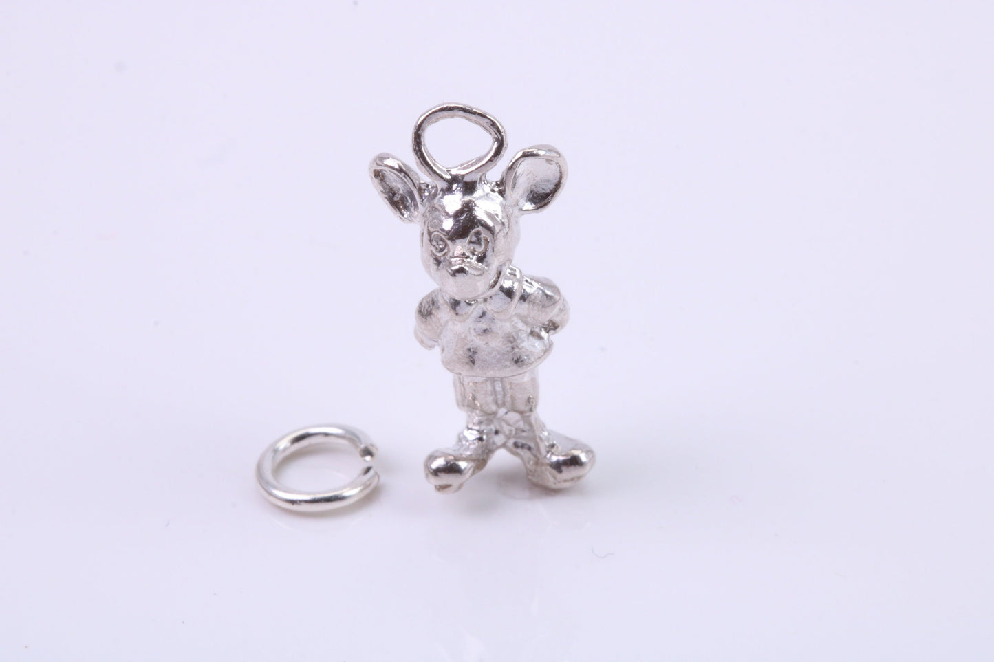 Standing Mouse Charm, Traditional Charm, Made from Solid 925 Grade Sterling Silver, Complete with Attachment Link