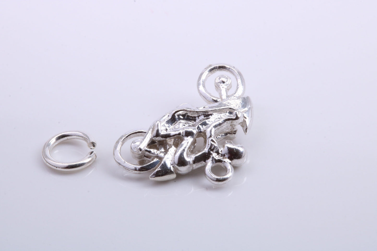 Biker Charm, Traditional Charm, Made from Solid 925 Grade Sterling Silver, Complete with Attachment Link