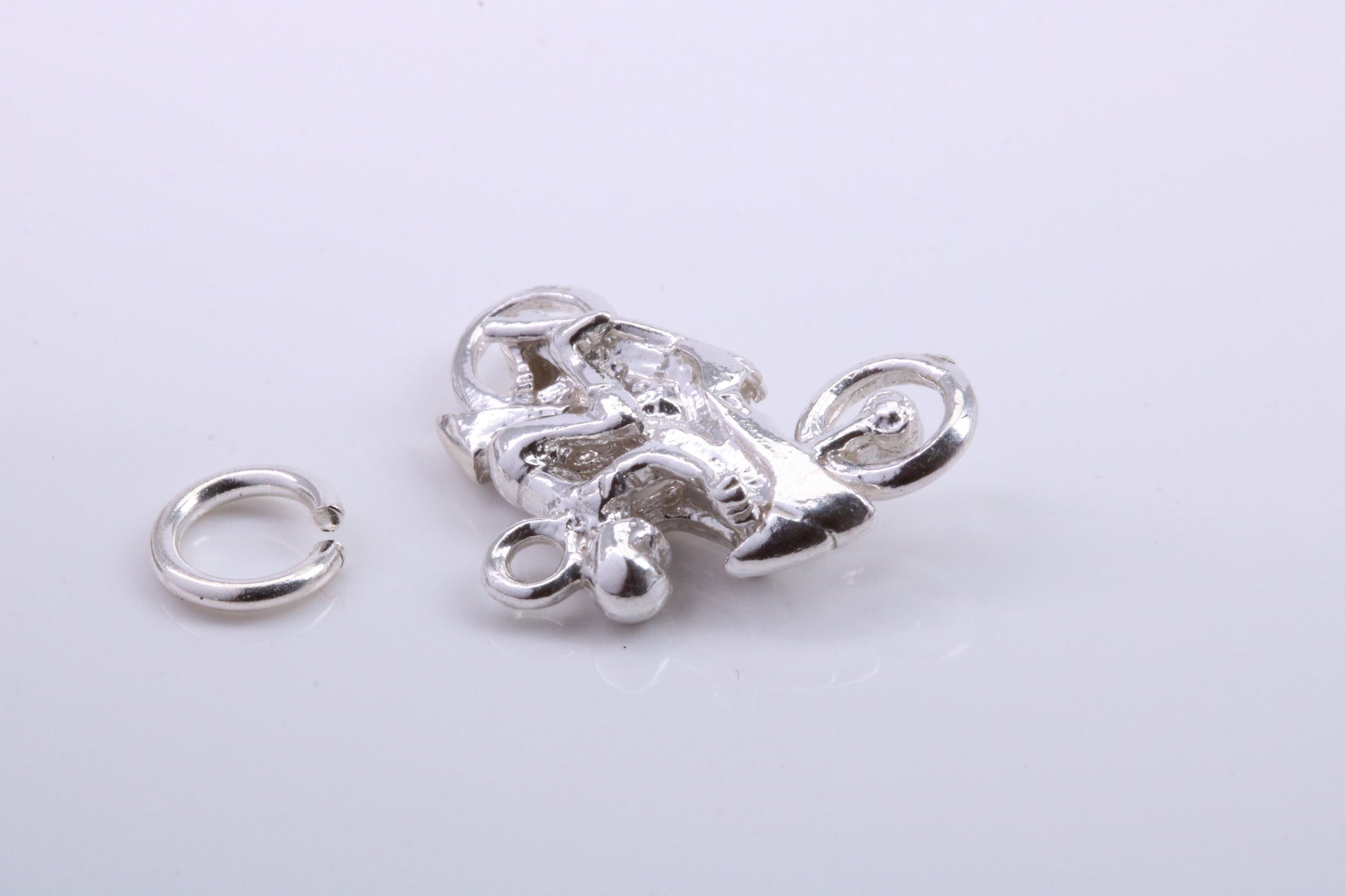 Biker Charm, Traditional Charm, Made from Solid 925 Grade Sterling Silver, Complete with Attachment Link
