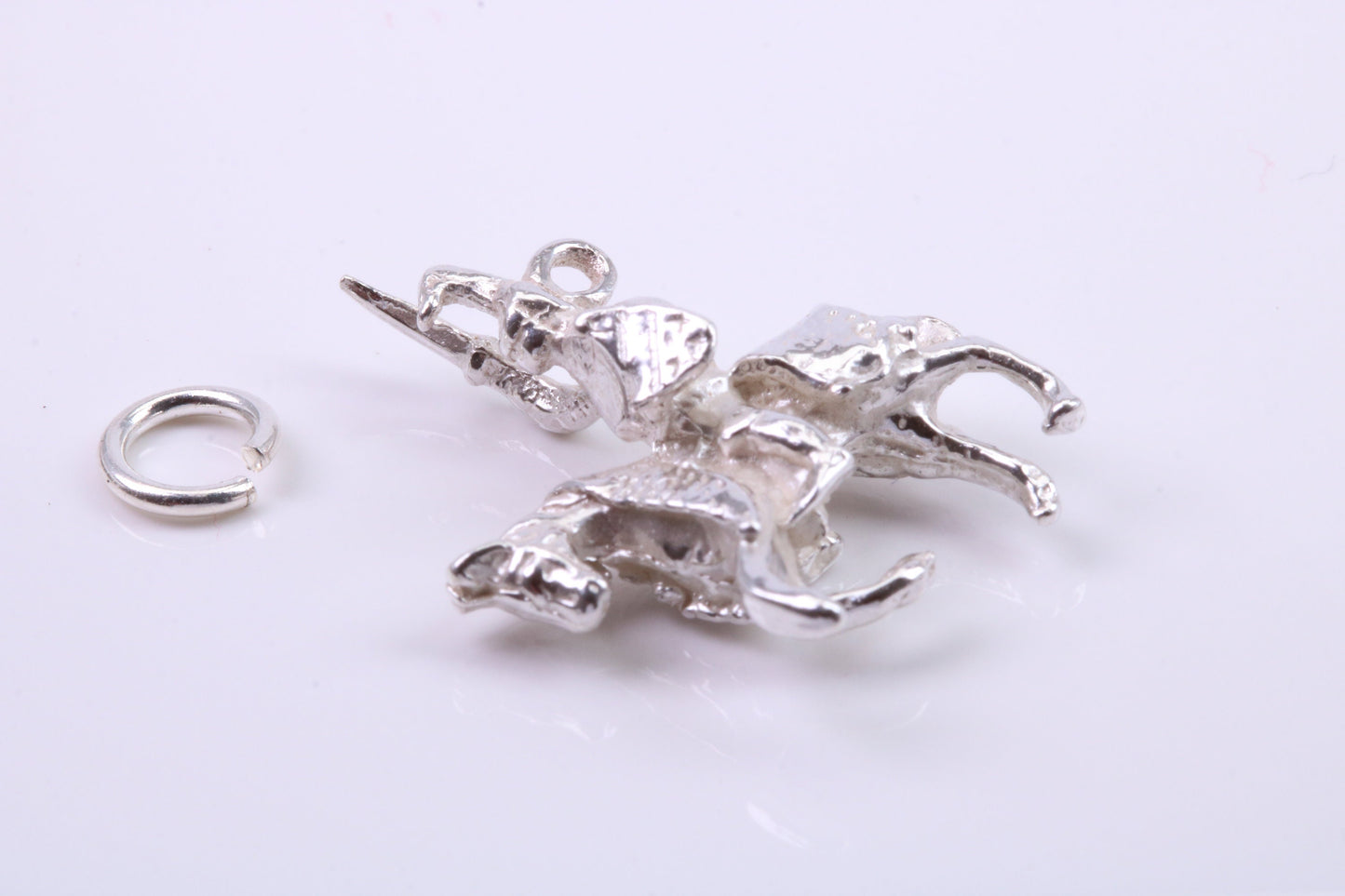 Knight on Horse Charm, Traditional Charm, Made from Solid 925 Grade Sterling Silver, Complete with Attachment Link