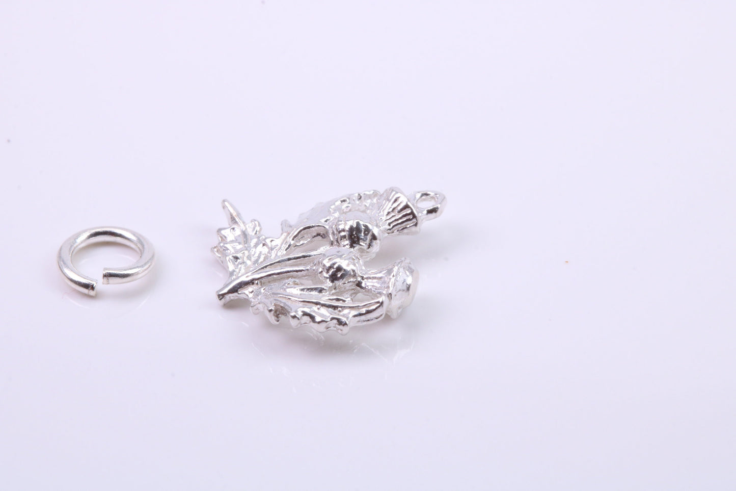 Thistle Charm, Traditional Charm, Made from Solid 925 Grade Sterling Silver, Complete with Attachment Link