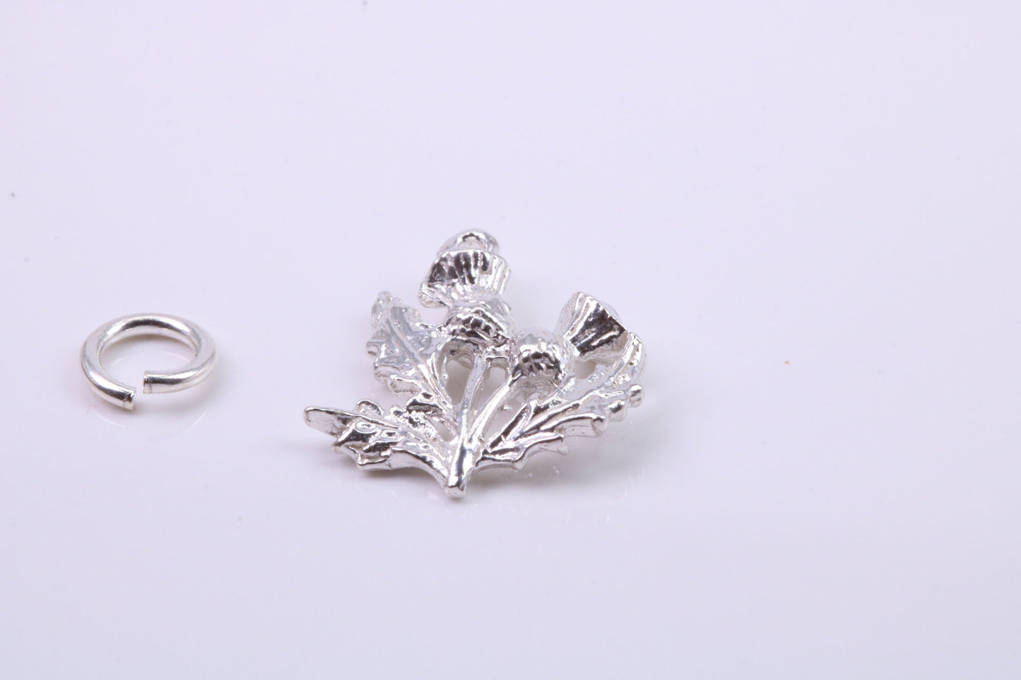 Thistle Charm, Traditional Charm, Made from Solid 925 Grade Sterling Silver, Complete with Attachment Link