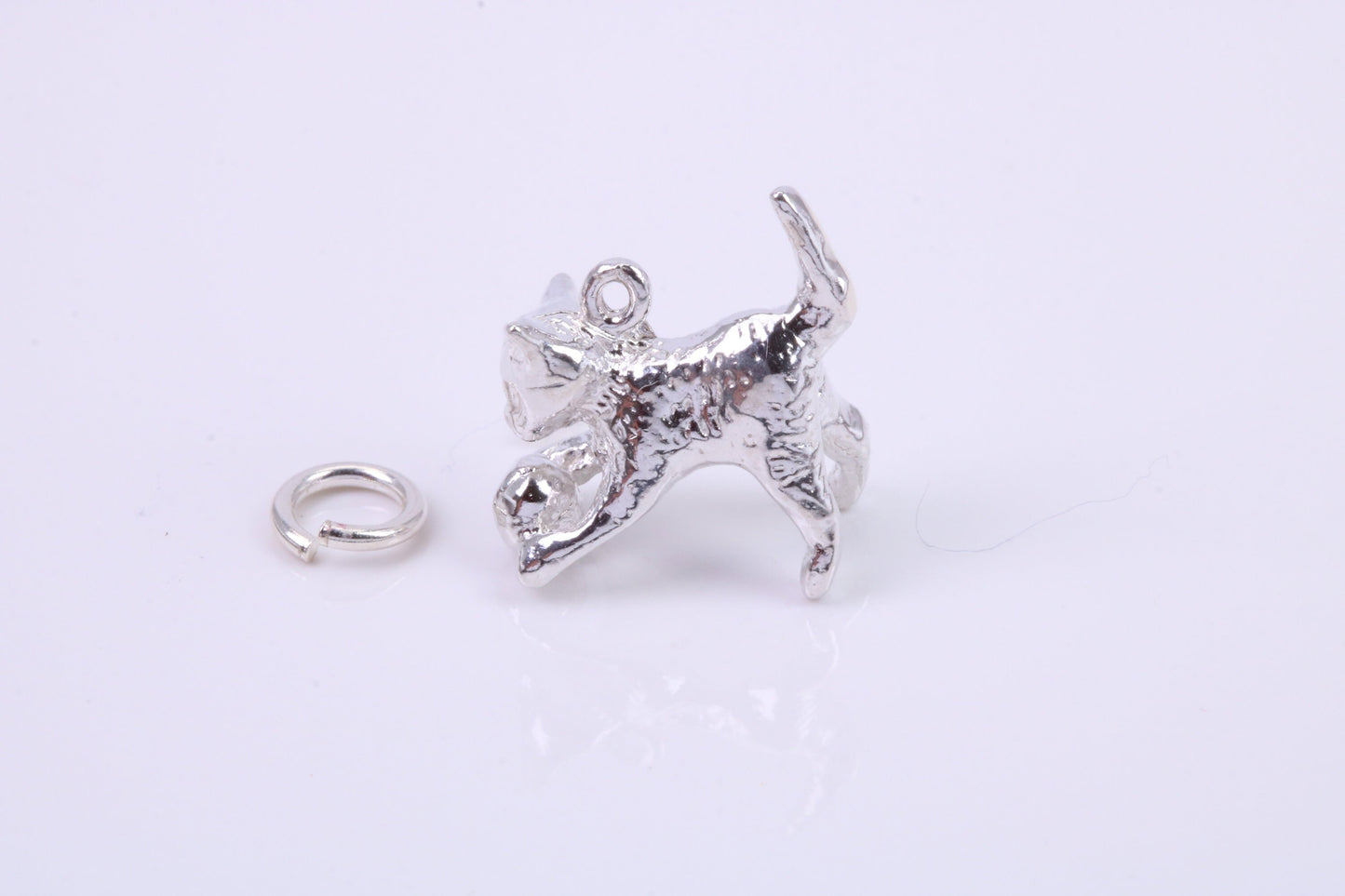 Cat Charm, Traditional Charm, Made from Solid 925 Grade Sterling Silver, Complete with Attachment Link