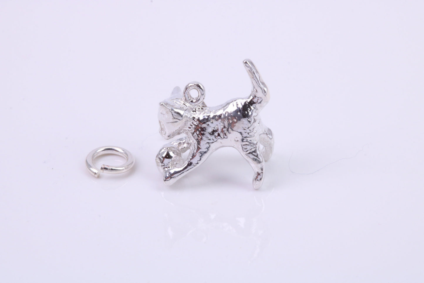 Cat Charm, Traditional Charm, Made from Solid 925 Grade Sterling Silver, Complete with Attachment Link