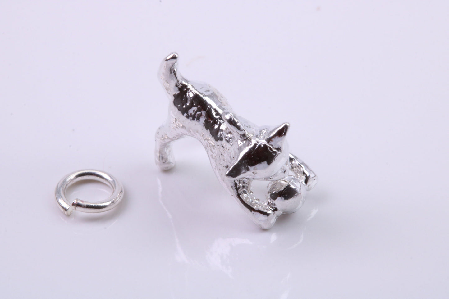 Cat Charm, Traditional Charm, Made from Solid 925 Grade Sterling Silver, Complete with Attachment Link