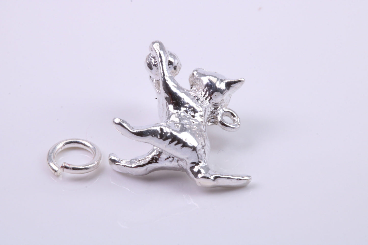 Cat Charm, Traditional Charm, Made from Solid 925 Grade Sterling Silver, Complete with Attachment Link