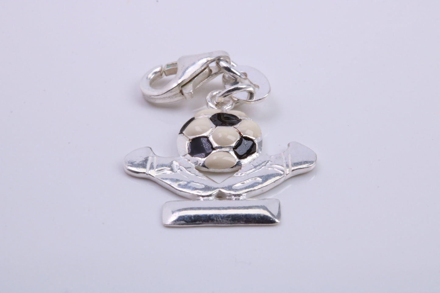 Foot Ball Trophy Charm, Traditional Charm, Made from Solid 925 Grade Sterling Silver, Complete with Attachment Link
