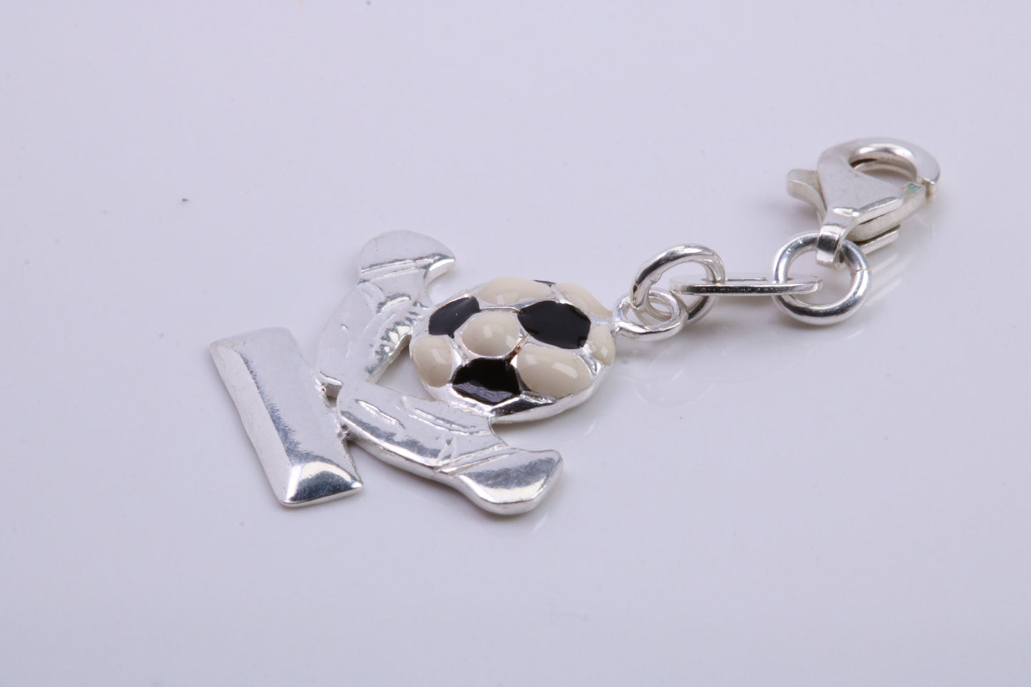 Foot Ball Trophy Charm, Traditional Charm, Made from Solid 925 Grade Sterling Silver, Complete with Attachment Link