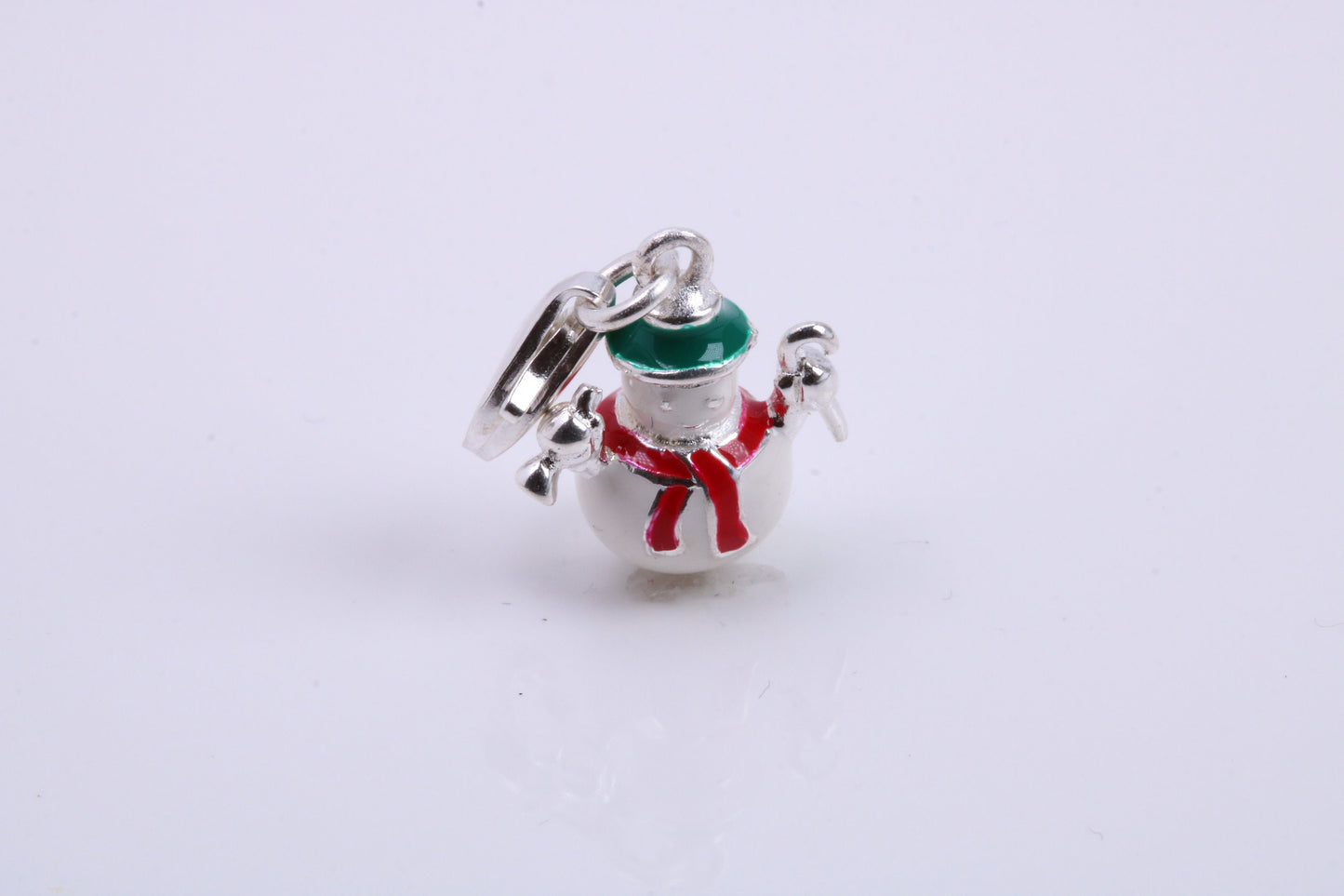 Snowman Charm, Traditional Charm, Made from Solid 925 Grade Sterling Silver, Complete with Attachment Link