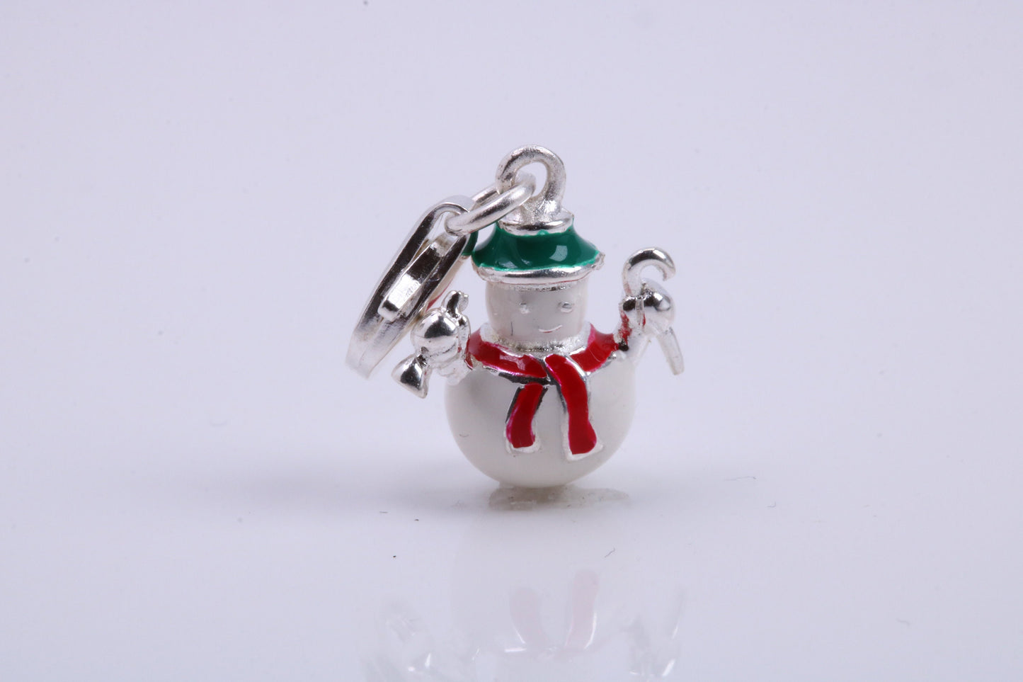 Snowman Charm, Traditional Charm, Made from Solid 925 Grade Sterling Silver, Complete with Attachment Link