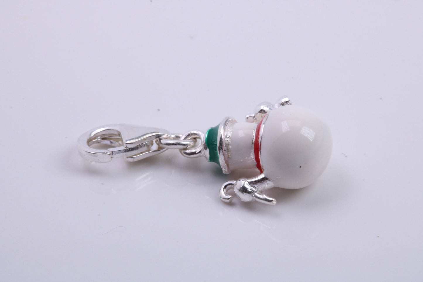 Snowman Charm, Traditional Charm, Made from Solid 925 Grade Sterling Silver, Complete with Attachment Link