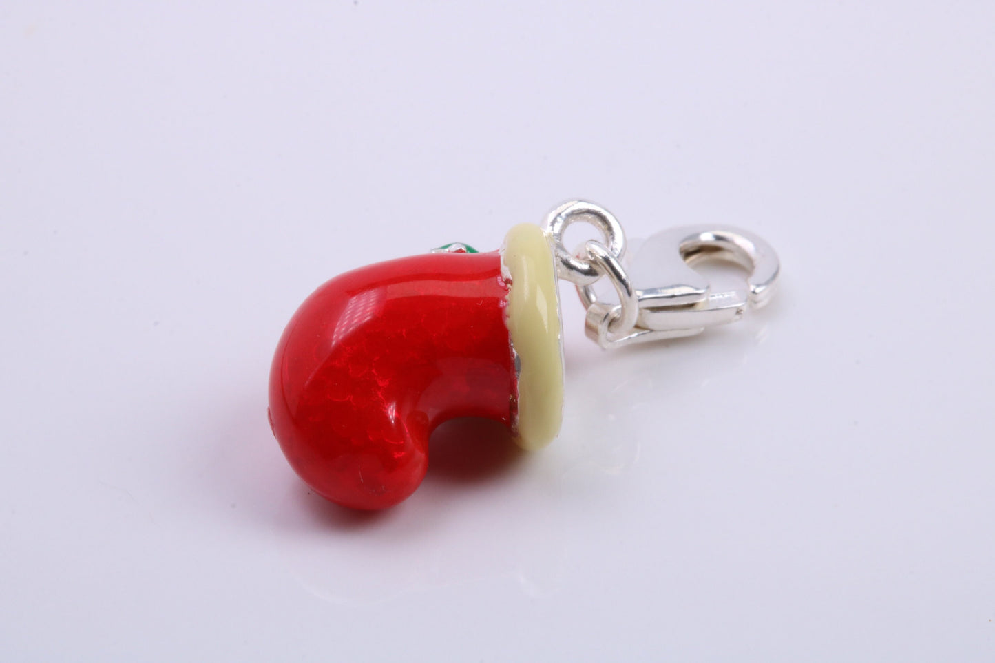 Christmas Stocking Charm, Traditional Charm, Made from Solid 925 Grade Sterling Silver, Complete with Attachment Link