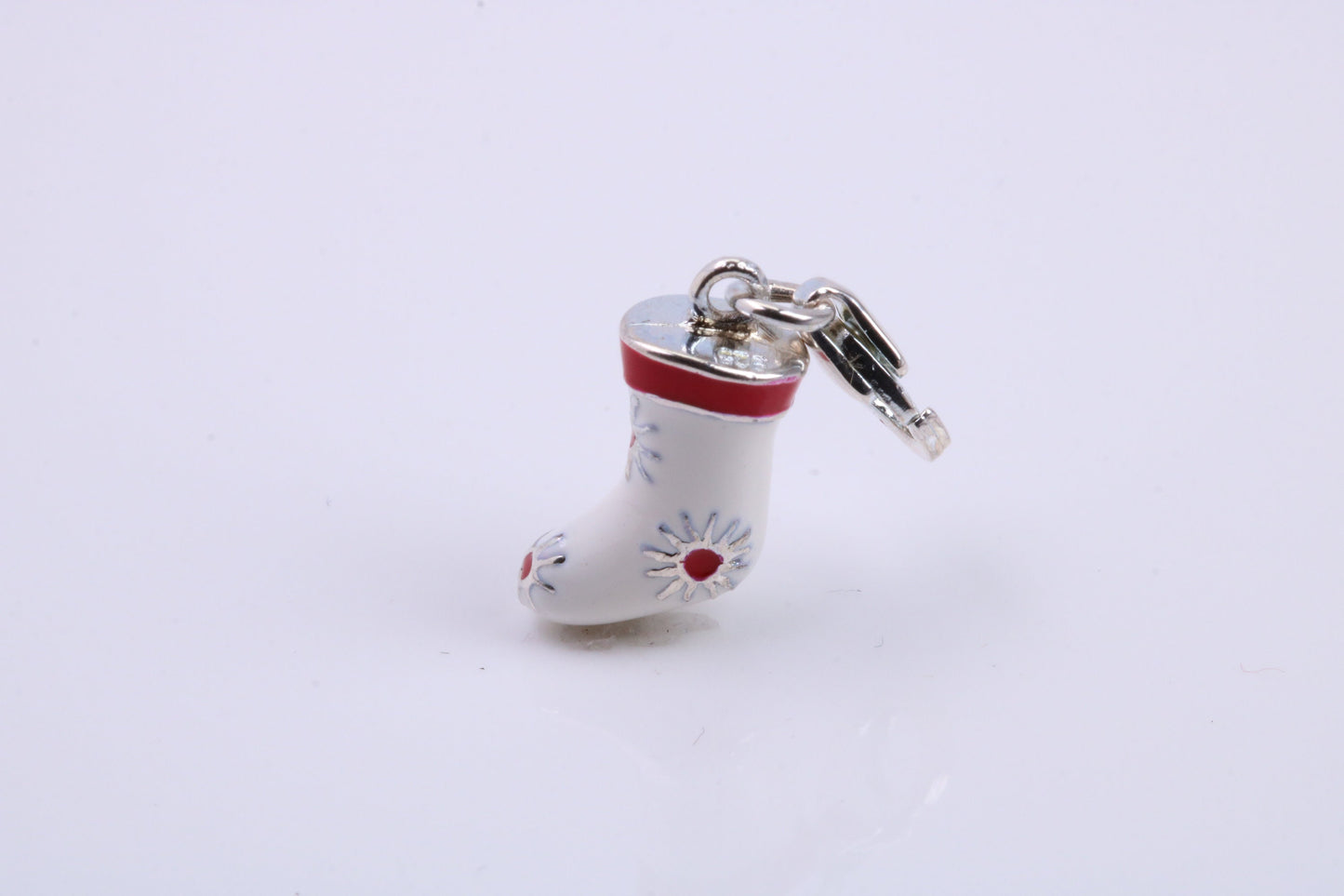 Christmas Stocking Charm, Traditional Charm, Made from Solid 925 Grade Sterling Silver, Complete with Attachment Link