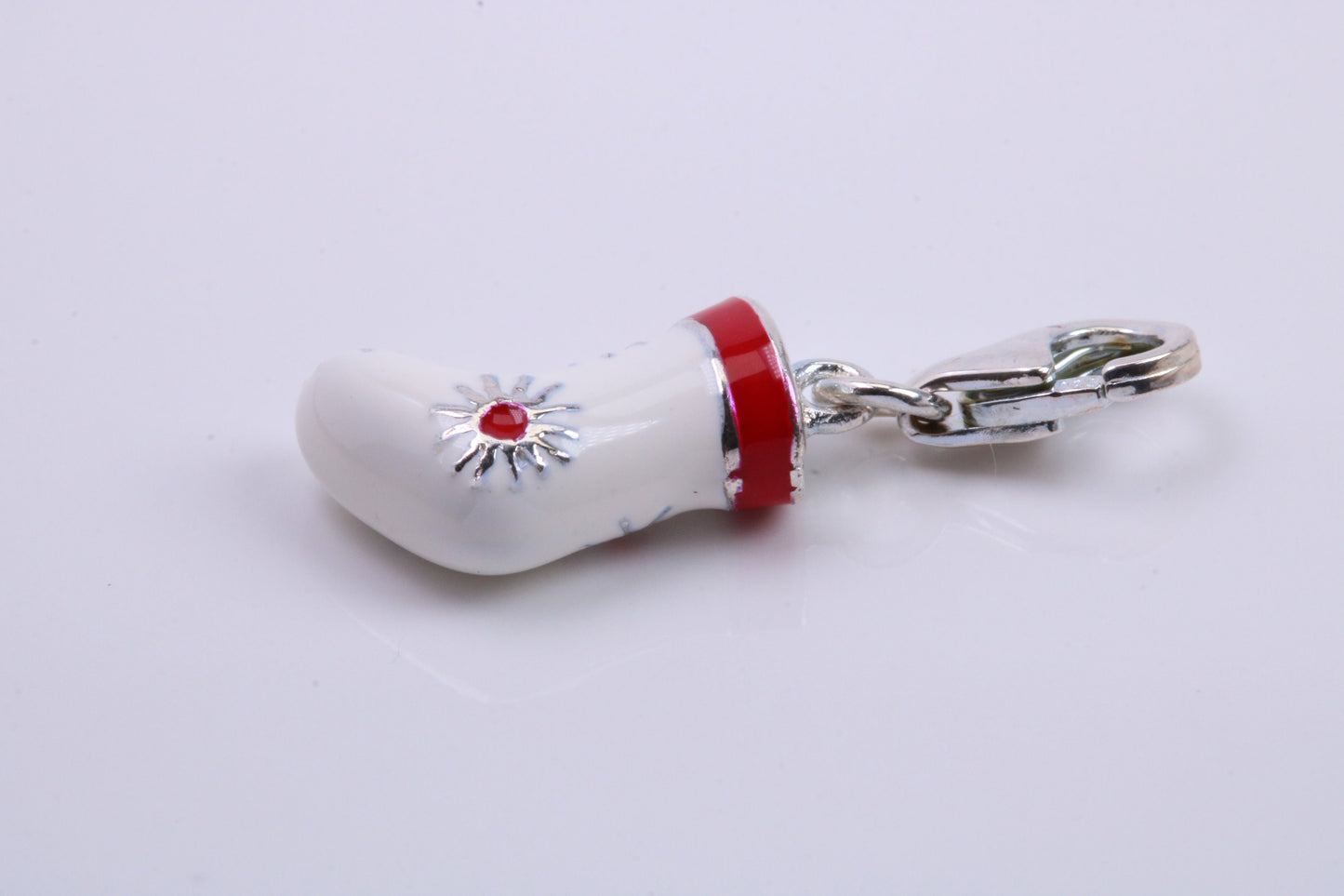 Christmas Stocking Charm, Traditional Charm, Made from Solid 925 Grade Sterling Silver, Complete with Attachment Link