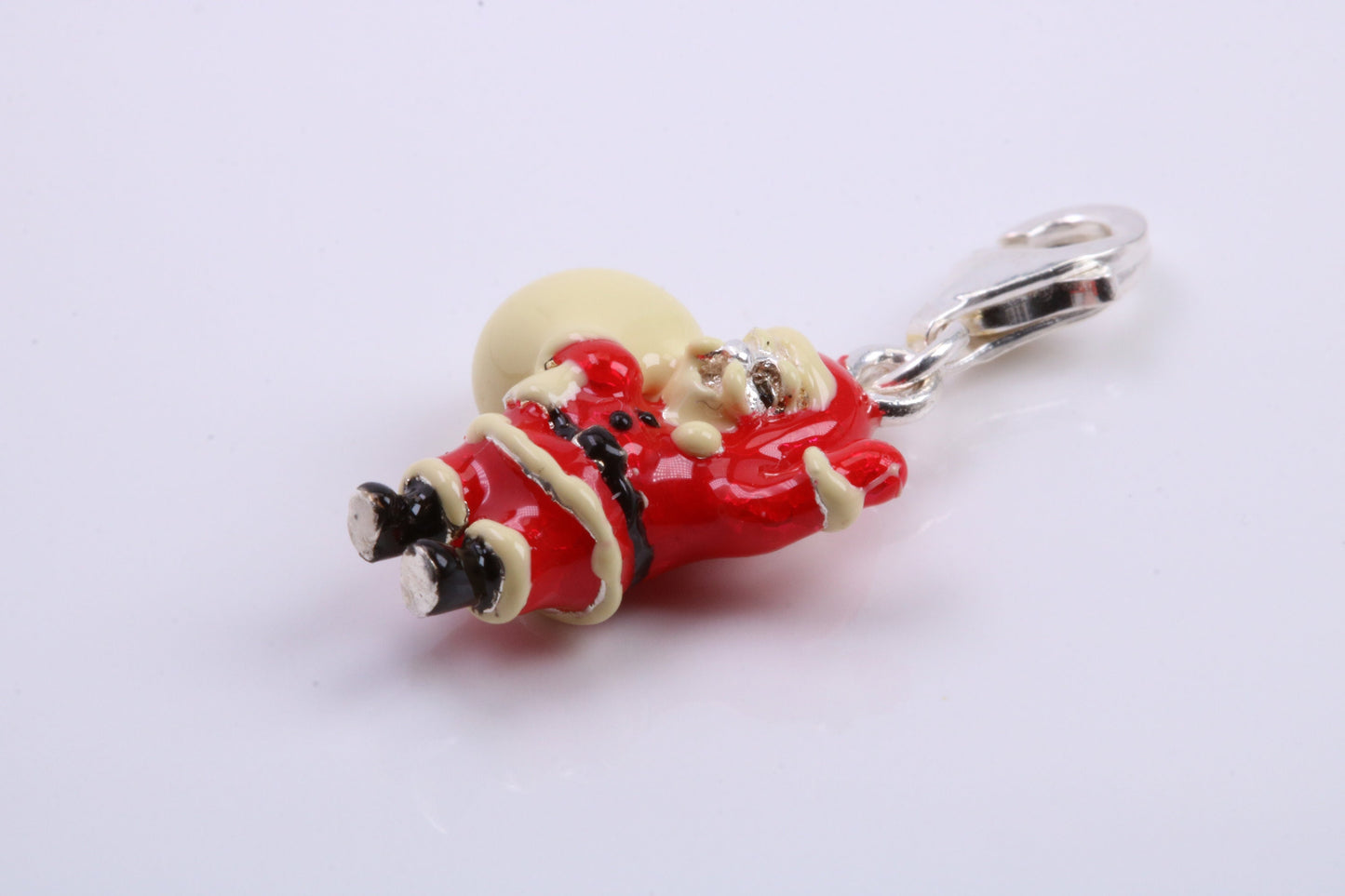 Father Christmas Charm, Traditional Charm, Made from Solid 925 Grade Sterling Silver, Complete with Attachment Link