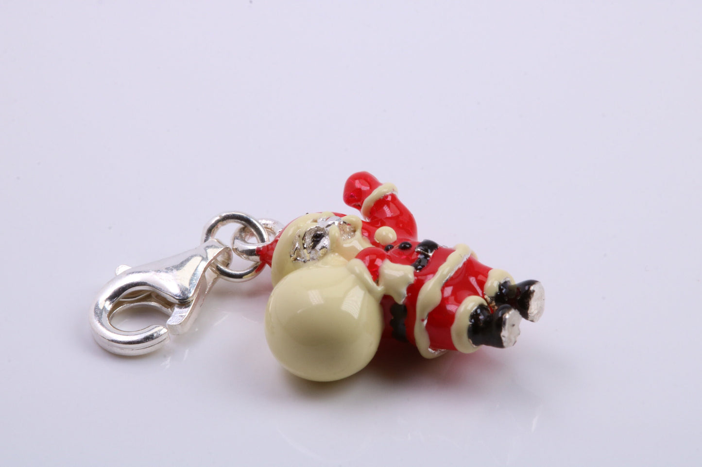 Father Christmas Charm, Traditional Charm, Made from Solid 925 Grade Sterling Silver, Complete with Attachment Link