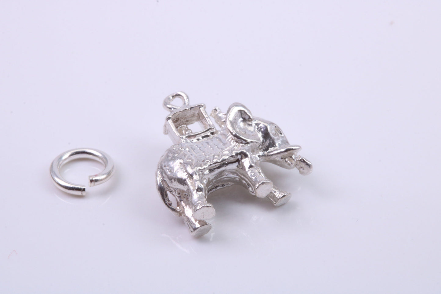 Indian Elephant Charm, Traditional Charm, Made from Solid 925 Grade Sterling Silver, Complete with Attachment Link