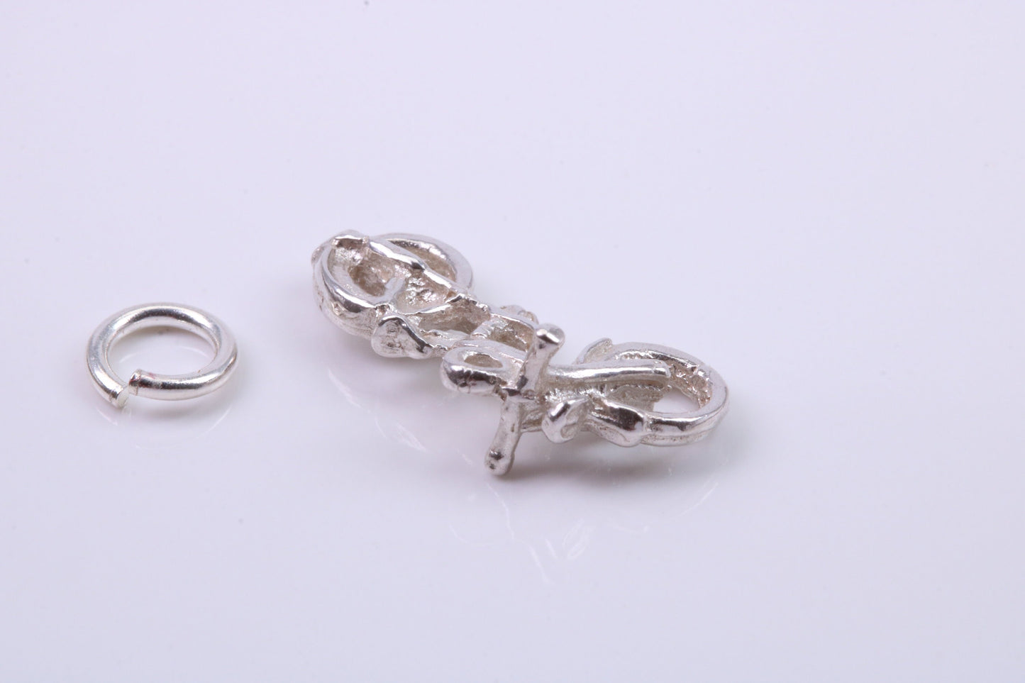 Motorbike Charm, Traditional Charm, Made from Solid 925 Grade Sterling Silver, Complete with Attachment Link