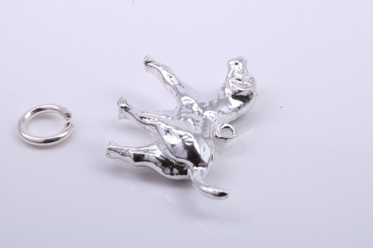 Fox Hound Dog Charm, Traditional Charm, Made from Solid 925 Grade Sterling Silver, Complete with Attachment Link