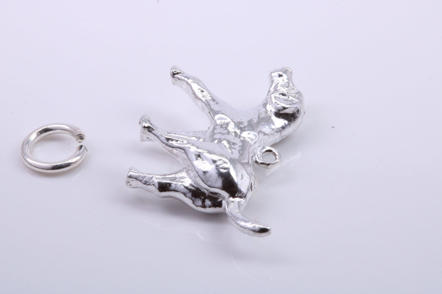 Fox Hound Dog Charm, Traditional Charm, Made from Solid 925 Grade Sterling Silver, Complete with Attachment Link