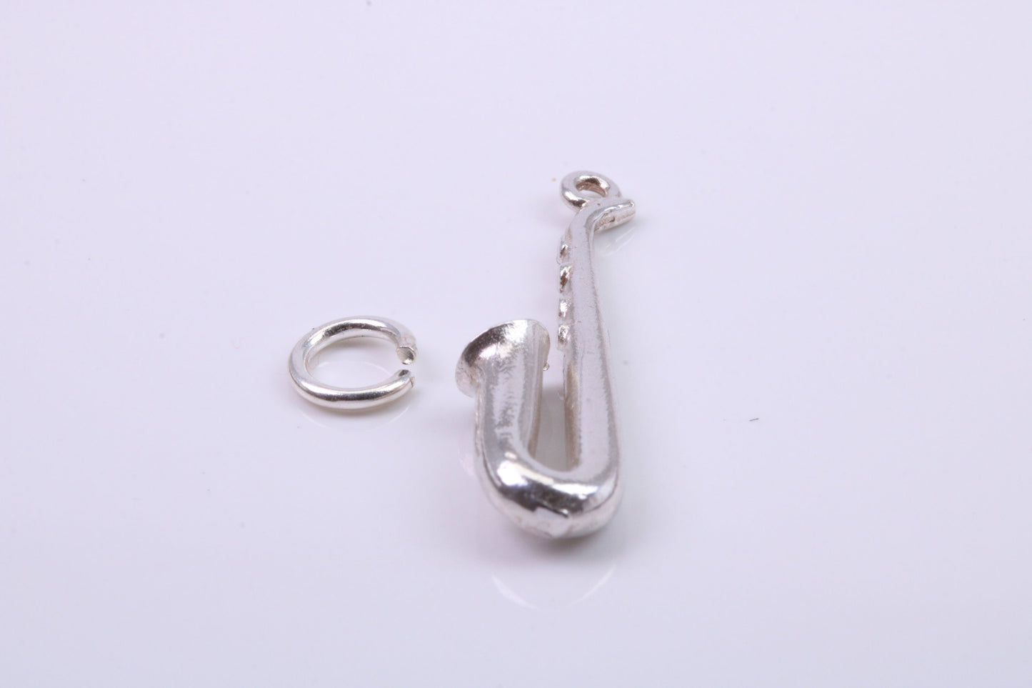 Saxophone Charm, Traditional Charm, Made from Solid 925 Grade Sterling Silver, Complete with Attachment Link