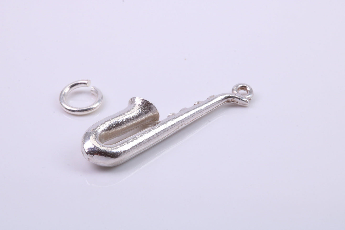 Saxophone Charm, Traditional Charm, Made from Solid 925 Grade Sterling Silver, Complete with Attachment Link