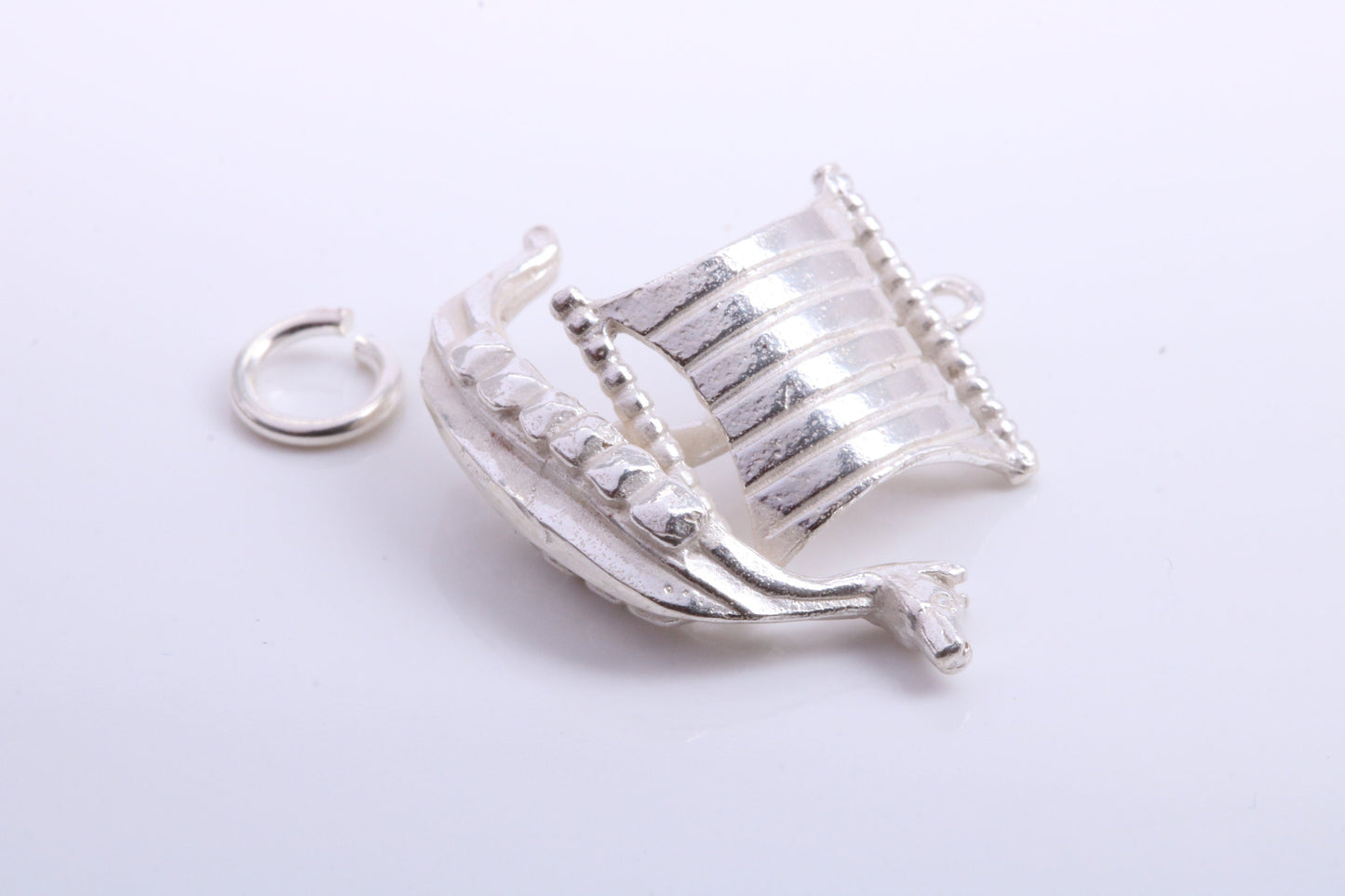 Viking Boat Charm, Traditional Charm, Made from Solid 925 Grade Sterling Silver, Complete with Attachment Link