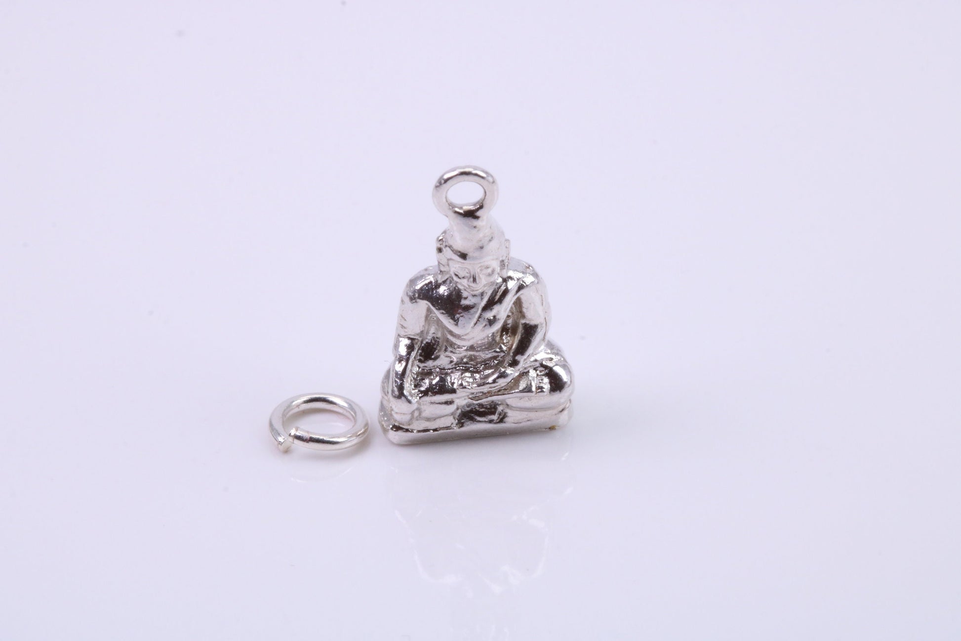 Buddha Charm, Traditional Charm, Made from Solid 925 Grade Sterling Silver, Complete with Attachment Link