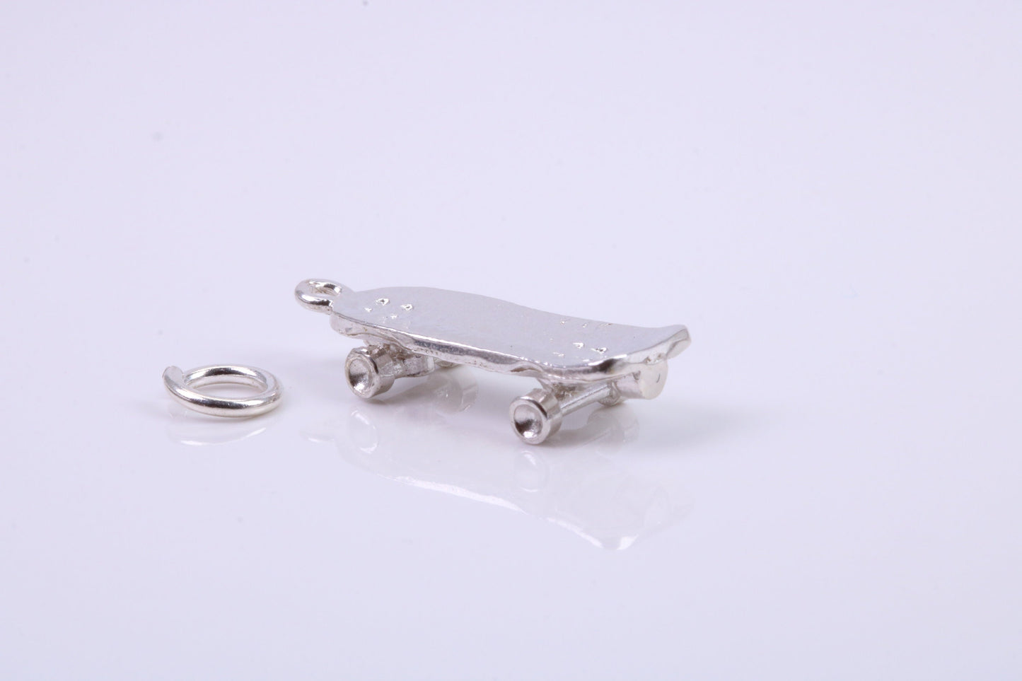 Skateboard Charm, Traditional Charm, Made from Solid 925 Grade Sterling Silver, Complete with Attachment Link